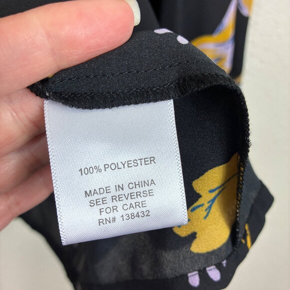 NWOT ModCloth Black Floral Neck Tie Blouse Size XL Romantic Core - Picture 8 of 10